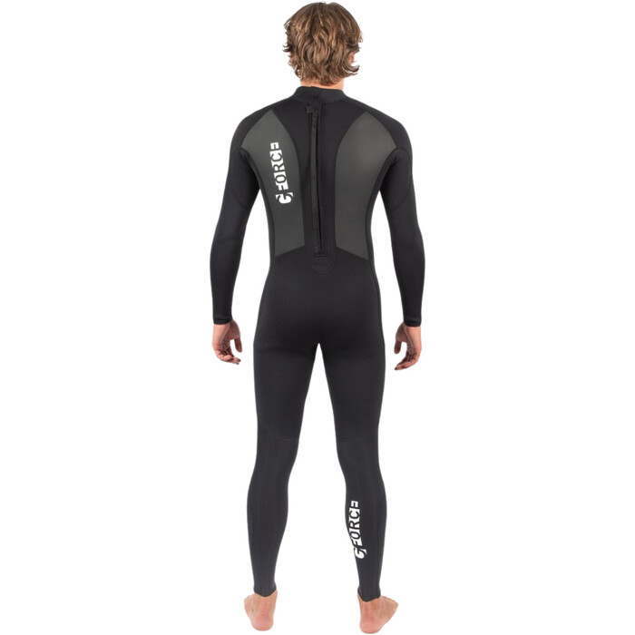 2024 Gul Mens G-Force 3mm Back Zip Flatlock Wetsuit GF1305-B7 - Black